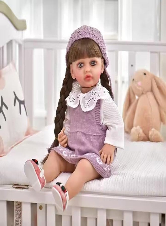 GORMERY 22" Inch Realistic Sound & Activities! Lifelike Full Silicone Body Reborn Baby Girl Doll Toy Princess Toddler Bebe with Brown Long Hair - Multicolor - Image 3